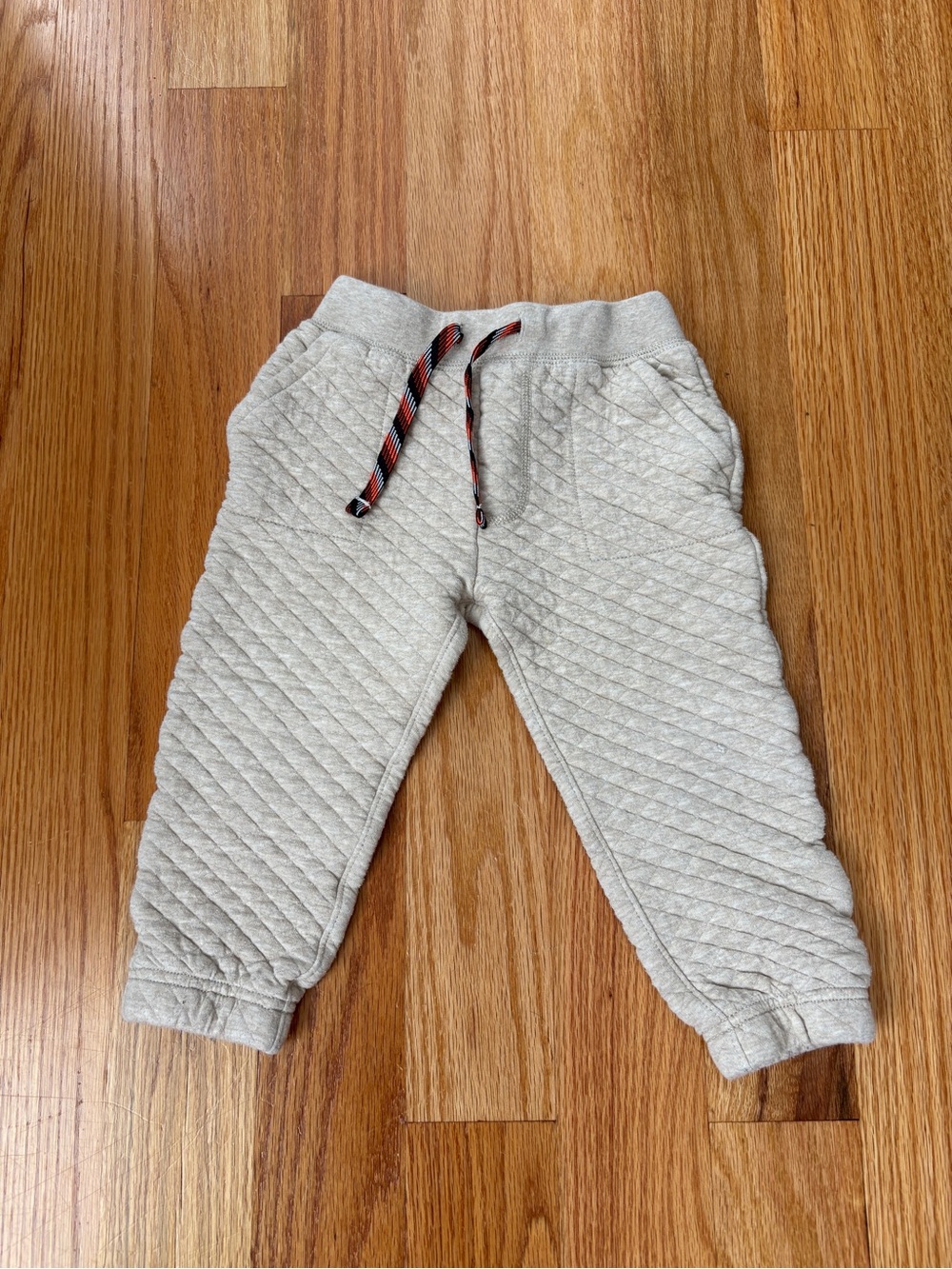 Crewcuts Quilted Cream Kids Jogger Pants with Drawstring